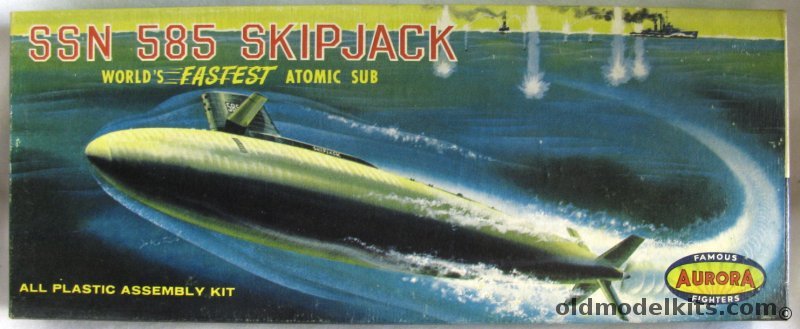 Aurora 1/228 SSN 585 Skipjack - World's Fastest Atomic Submarine, 711-98 plastic model kit